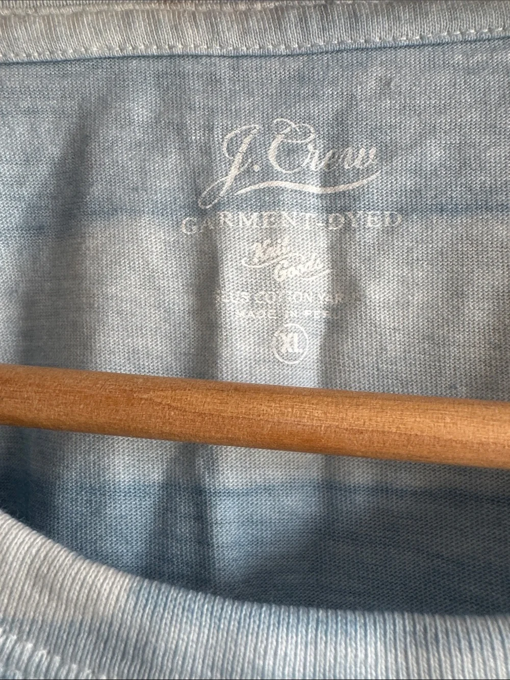 J. Crew Wide Stripe Pocket Tee - Light Blue & White